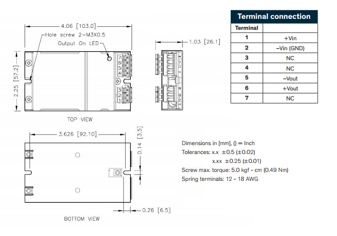 Chart - TRACO Power TEQ-20WIR Ruggedized 20W DC/DC Converters